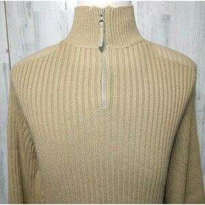 Eddie Bauer Outdoor Outfitter Tan 1/4 Zip Sweater Large Commando